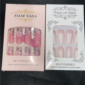 Pink and White Press-On Nails Set